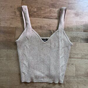 Express Cable knit v neck tank, size xl